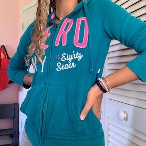 Teal and pink jacket